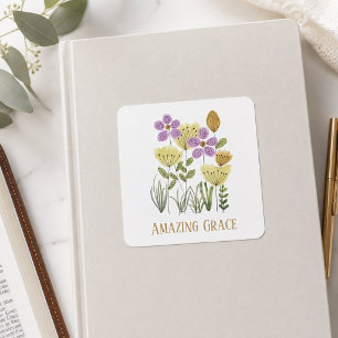 Amazing Grace Vilda blommor Fyrkantigt Klistermärke