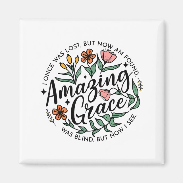 Amazing Grace Vildblomma Kristna Jesus Glad Påsk E Magnet (Framsidan)