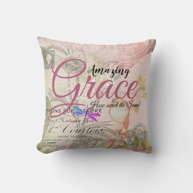Amazing Grace vintage rosa  Kudde (Framsida)