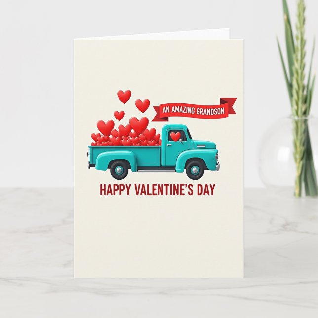 Amazing Grandson Valentine Card Kort (Framsida)