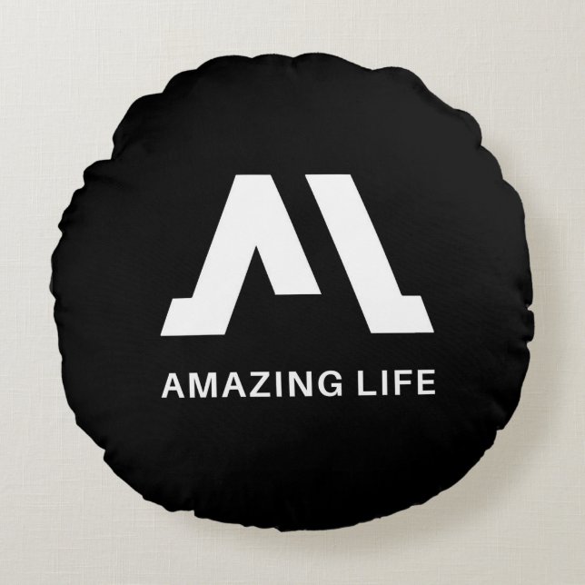 Amazing Life Monochrome A Logo Rund Kudde (Framsidan)