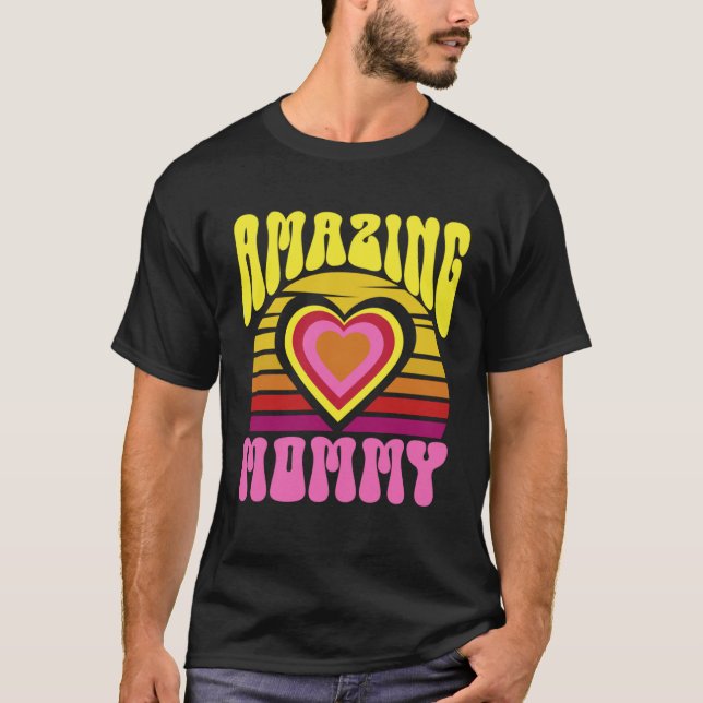 Amazing Mommy Cute Sunset Hearts Mother s Day Retr T Shirt (Framsida)