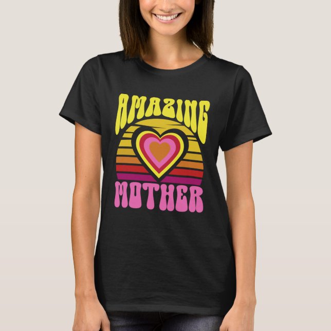 Amazing Mother Cute Sunset Hearts Mother s Day Ret T Shirt (Framsida)