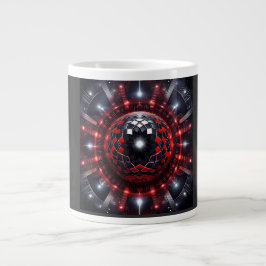 Amazing Red/Black Checkered Mandelbrot Starbursts Jumbo Mugg