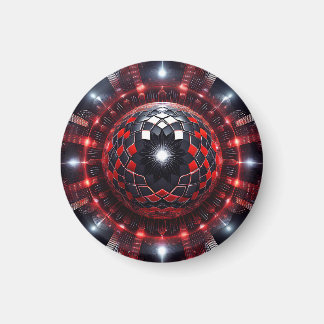 Amazing Red/Black Checkered Mandelbrot Starbursts Magnet