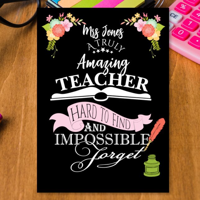 Amazing Teacher Floral Thank You appreciation  Tack Kort (Skapare uppladdad)