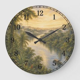 Amazon Rainforest Wall Clock — Nature-Inspired Des Stor Klocka
