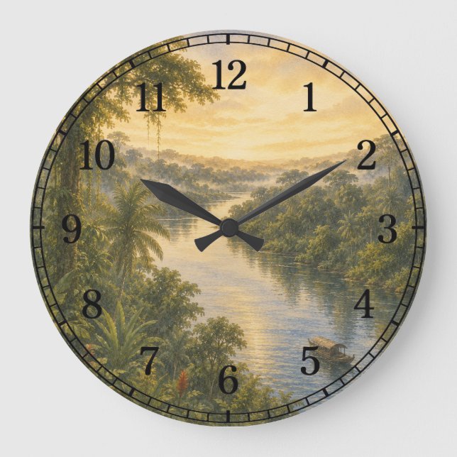 Amazon Rainforest Wall Clock — Nature-Inspired Des Stor Klocka (Framsida)