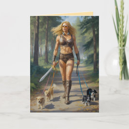 Amazon Warrior Walkin' the Dog Card Helgkort