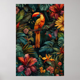 Amazonas Flora & Fauna: Vibrant Tile Mönster Poster