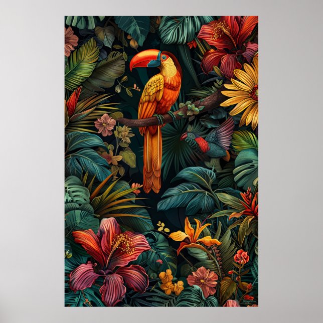 Amazonas Flora & Fauna: Vibrant Tile Mönster Poster (Framsidan)
