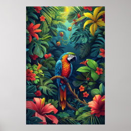 Amazonas Flora & Fauna: Vibrant Tile Mönster Poster