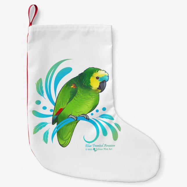 Amazonas Parrot, blå framsida Liten Julstrumpa (Framsidan)