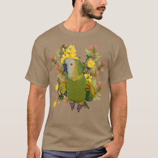 Amazonas Parrot med blommigt Blue Fronted T Shirt