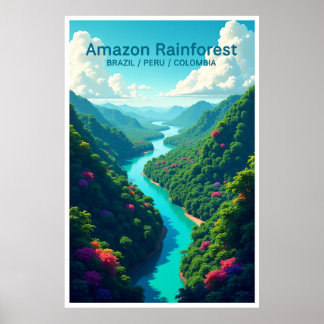 Amazonas regnskog affisch Brasilien Peru Colombia