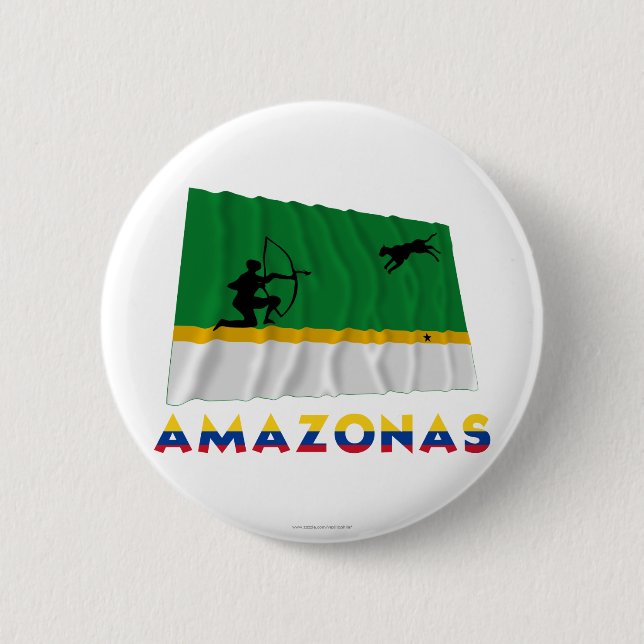 Amazonas som vinkar flagga med namn knapp (Framsida)
