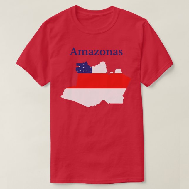 Amazonas State Karta Flagga Brasilien T Shirt (Design framsida)