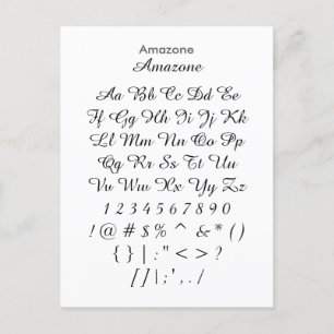 Amazone - Zazzle Font Sampler Lakan Vykort