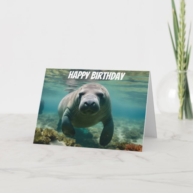 Amazonia Manatee simmar över amazon reef Kort (Framsida)