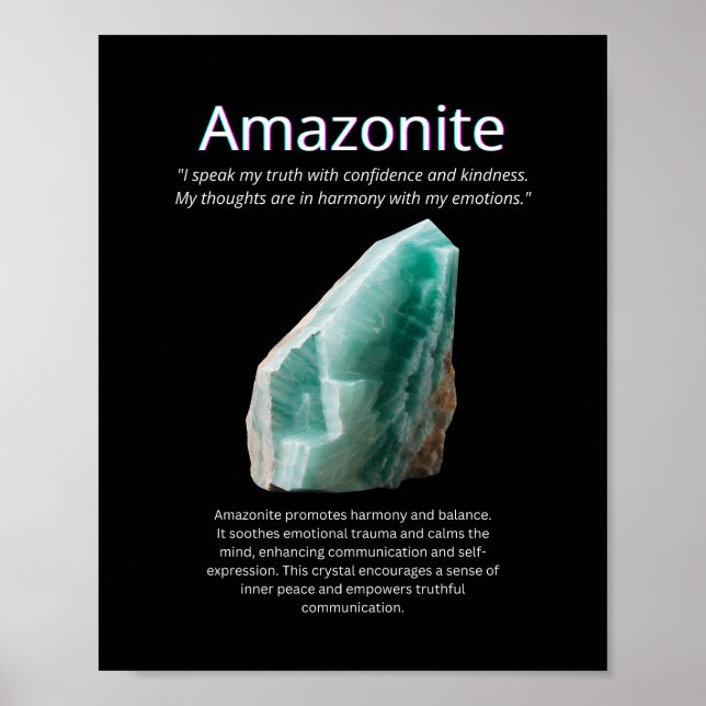 Amazonite Crystal Stone Beteckning Poster (Framsidan)