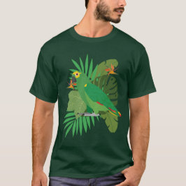 Amazonpapegoja med bladbakgrund t shirt