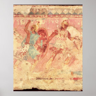 Amazons kämpar mot en grekisk krigare poster