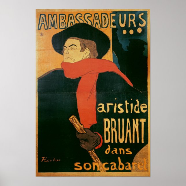 Ambassader: Aristide Bruant, 1892 Poster (Framsidan)
