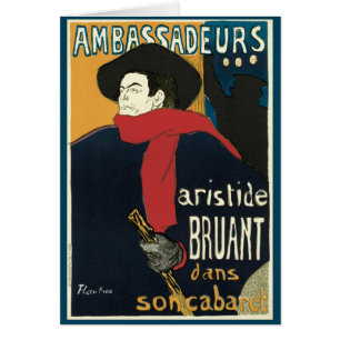 Ambassader, artistide Bruant av Toulouse Lautrec Hälsningskort