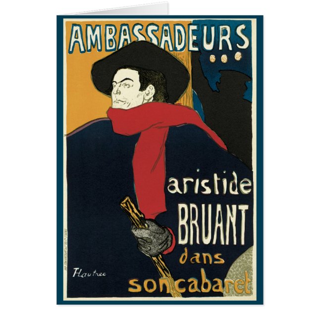 Ambassader, artistide Bruant av Toulouse Lautrec Hälsningskort (Framsidan)