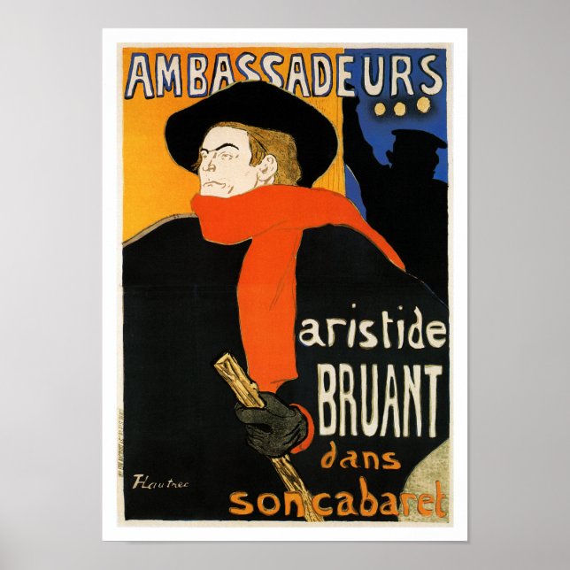 Ambassadeurs Aristide Bruant - Toulouse Lautrec Poster (Framsidan)