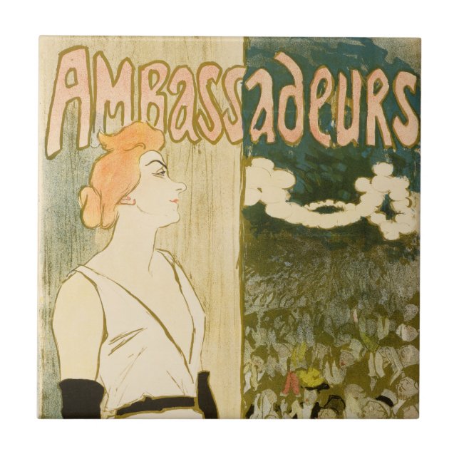 Ambassadeurs Yvette Guilbert av Theophile Steinlen Kakelplatta (Framsidan)