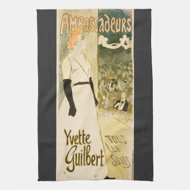 Ambassadeurs Yvette Guilbert av Theophile Steinlen Kökshandduk (Vertikal)