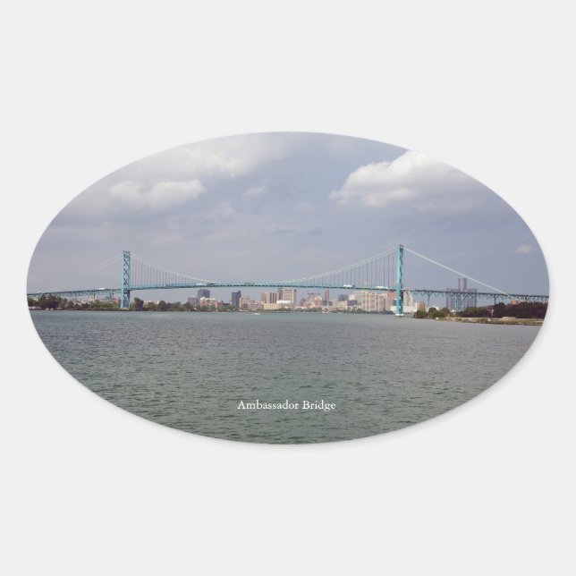 Ambassador Bridge-dekal Ovalt Klistermärke (Framsida)