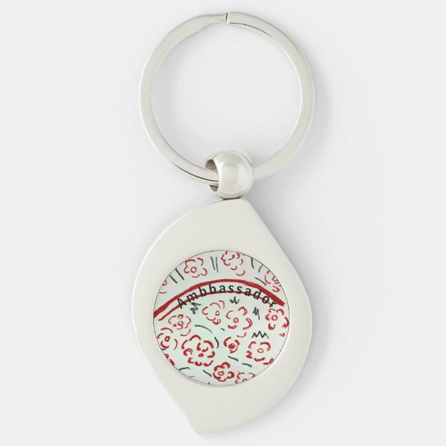 Ambassador Swirl Silverfärgad Nyckelring (Framsidan)