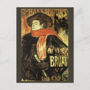 Ambassadörer, Aristide Bruant av Toulouse Lautrec Vykort