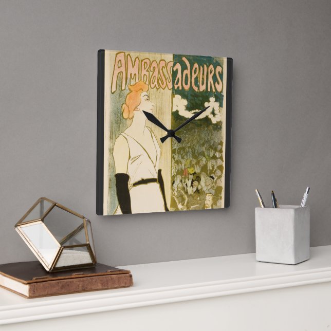 Ambassaurs Yvette Guilbert av Theophile Steinlen Fyrkantig Klocka (Kontor)