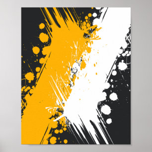 Amber and White Abstrakt Paint Stänk Poster