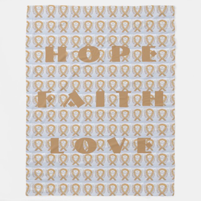 Amber Awareness Ribbon Angel Cancer Chemo Blanket Fleecefilt (Framsidan)