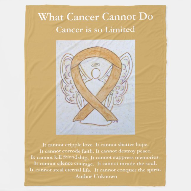 Amber Awareness Ribbon Angel Cancer Chemo Blanket Fleecefilt (Framsidan)