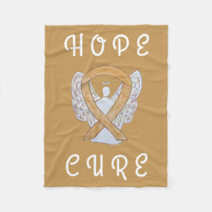 Amber Awareness Ribbon Angel Cancer Chemo Blanket Fleecefilt