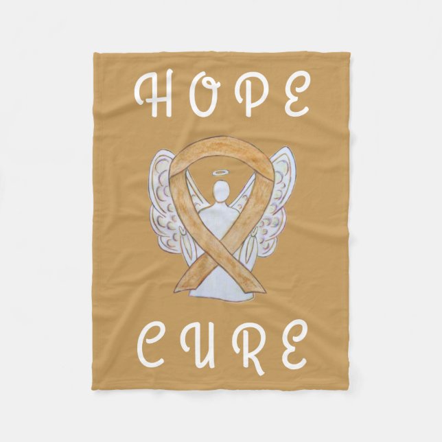 Amber Awareness Ribbon Angel Cancer Chemo Blanket Fleecefilt (Framsidan)