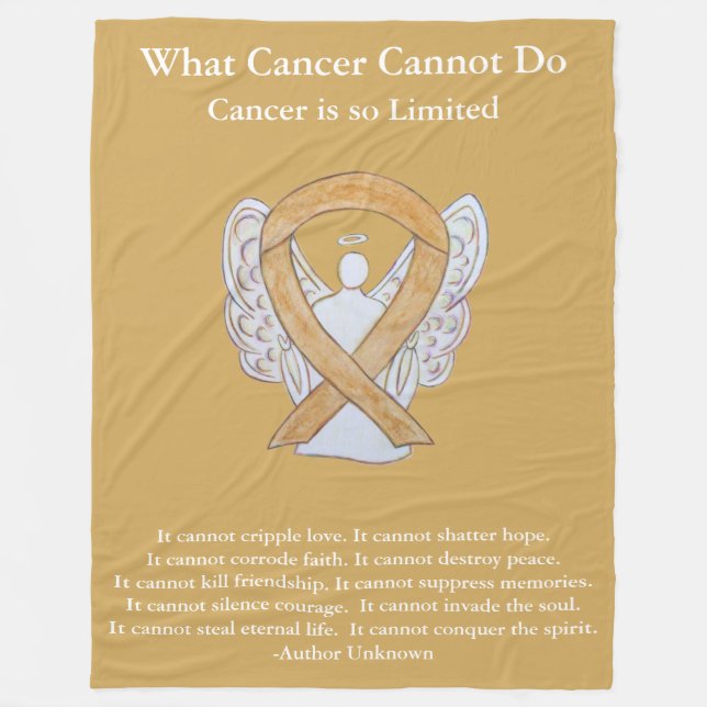 Amber Awareness Ribbon Angel Cancer Chemo Blanket Fleecefilt (Framsidan)