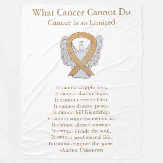 Amber Awareness Ribbon Cancer Angel Chemo Blanket Fleecefilt (Framsidan)