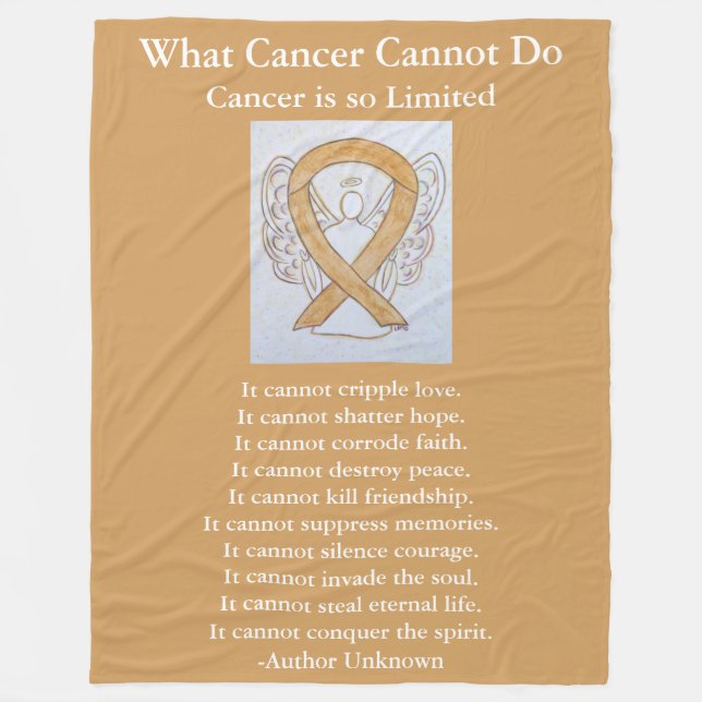 Amber Awareness Ribbon Cancer Angel Chemo Blanket Fleecefilt (Framsidan)