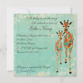 Amber Azure Giraffes Baby-inbjudan Inbjudningar