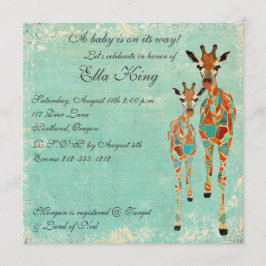 Amber Azure Giraffes Baby-inbjudan Inbjudningar