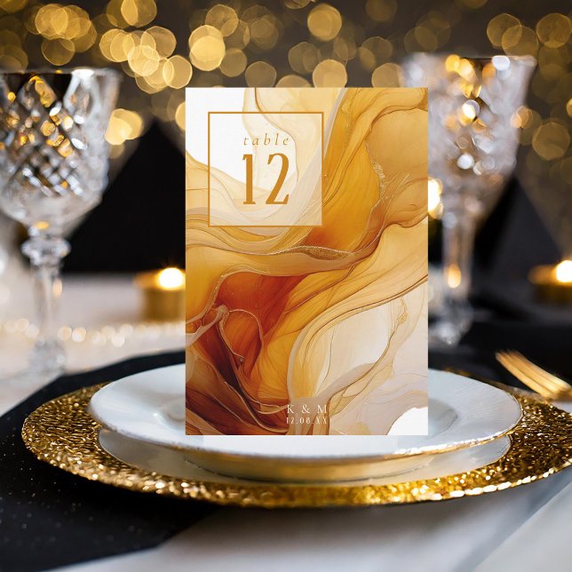 Amber Brandy Abstrakt Bläck Bordsnumren ID1089 Inbjudningar (Skapare uppladdad)