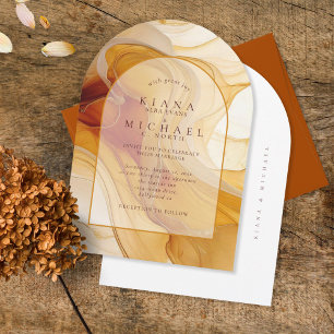 Amber Brandy Abstrakt Bläck Bröllop Arch ID1089 Inbjudningar