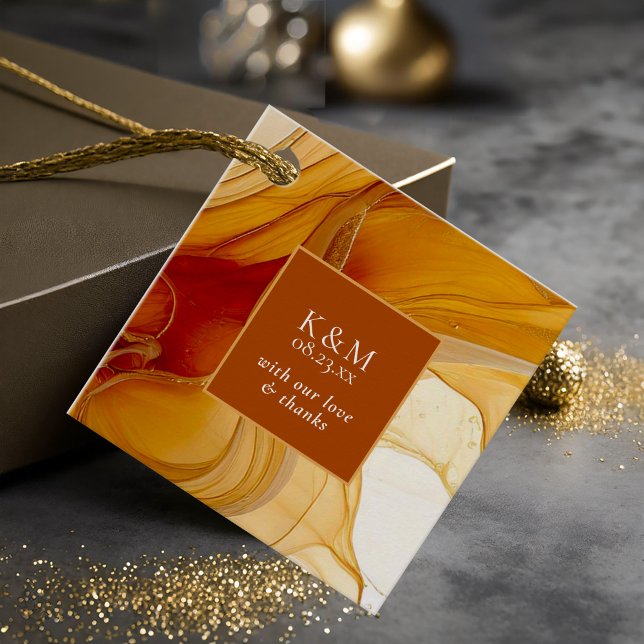 Amber Brandy Abstrakt Bläck Bröllop ID1089 Gåvor Etiketter (Skapare uppladdad)