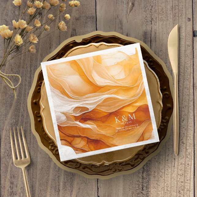 Amber Brandy Abstrakt Bläck Bröllop ID1089 Pappersservett (Skapare uppladdad)